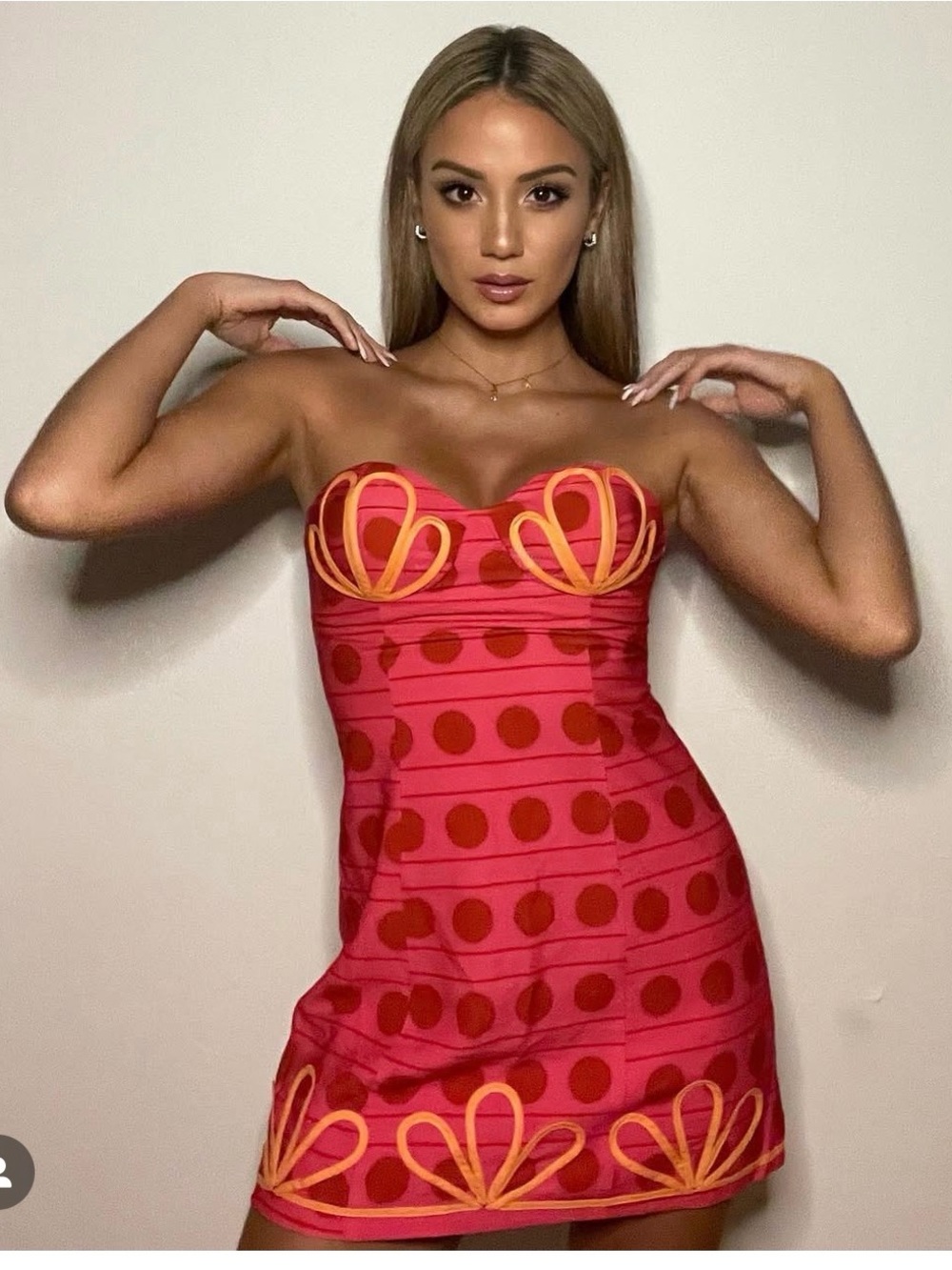 Polka Dot Seashell Strapless Mini Dress